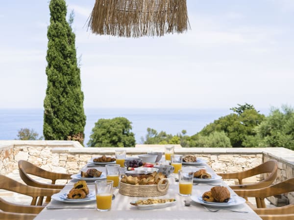 Breakfast is served on the al fresco dining terrace.